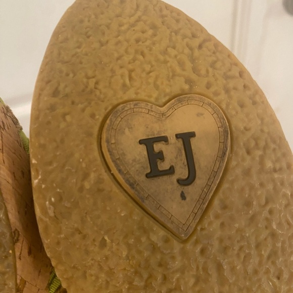 Eric Javits Womens Lime Green Cork Sole Wedge Sandals - Picture 5 of 8